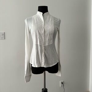 Theory White tuxedo placket and cotton knit Button-Up Shirt size S